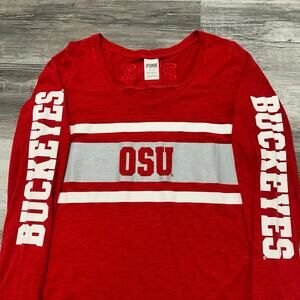 PINK Victorias Secret OSU Ohio State Buckeyes Red Womens M Long‎ Sleeve T-Shirt